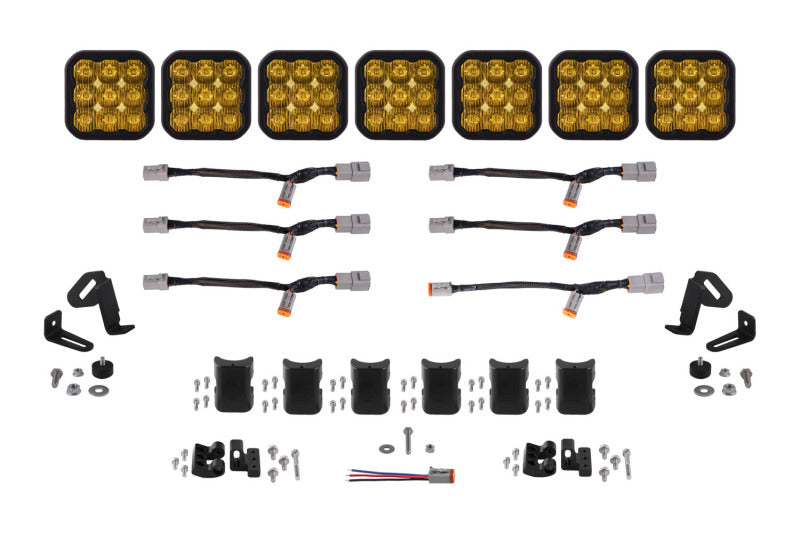 Diode Dynamics SS5 Pro Universal CrossLink 7-Pod Lightbar - Yellow Driving Light Bars & Cubes Diode Dynamics