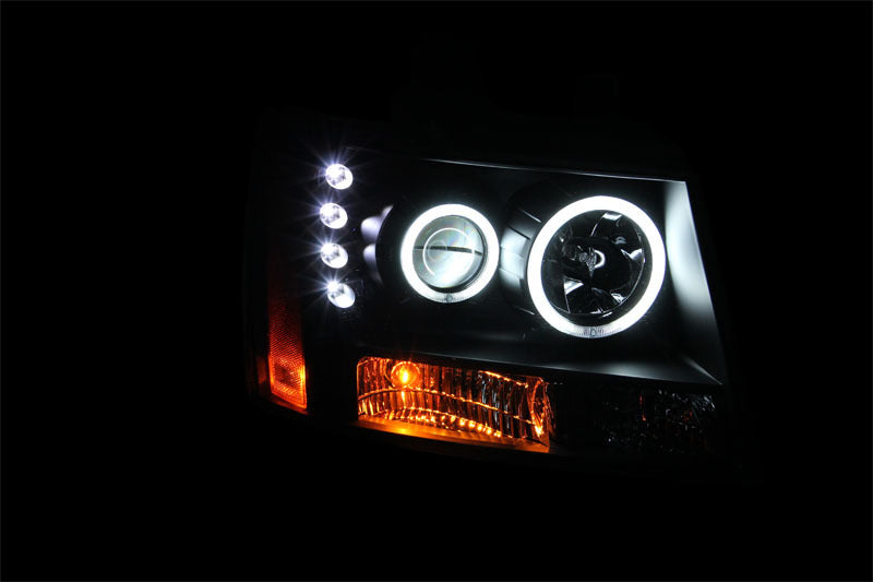 ANZO 2007-2013 Chevrolet Avalanche Projector Headlights w/ Halo Black (CCFL) Headlights ANZO
