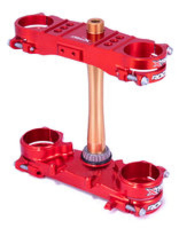 XTrig 21+ Honda CRF 250 R/ CRF 450 R ROCS Tech Triple Clamp 22 mm. Offset M12 - Red Clamps XTrig