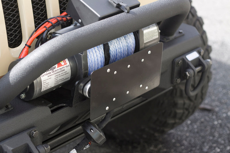 Rugged Ridge Front Hawse Fairlead License Plate Mounting Bracket Exterior Trim Rugged Ridge