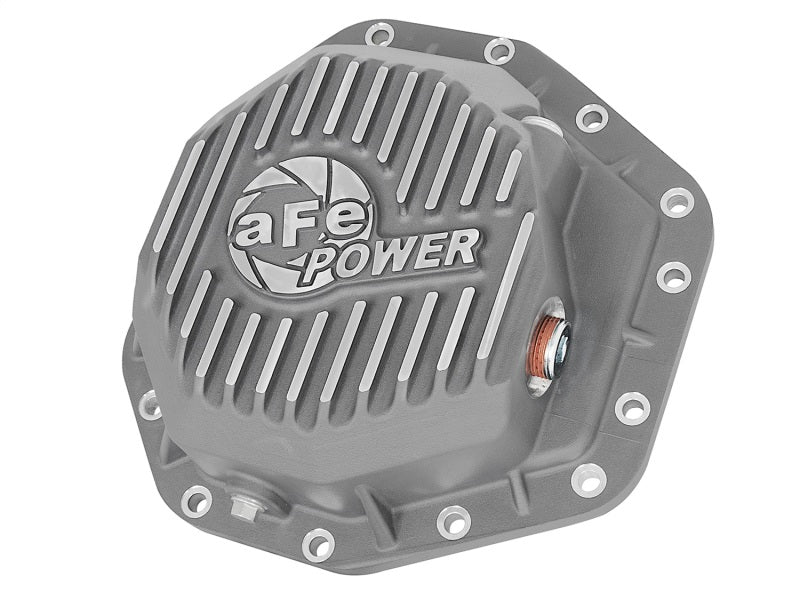 aFe Power Street Ser Rear Diff Cover Raw w/Mach Fin 2017 Ford Diesel Trucks V8-6.7L(td) Dana M275-14 Diff Covers aFe