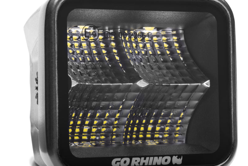 Go Rhino Xplor Blackout Series Cube LED Flood Light Kit (Surface/Threaded Stud Mnt) 2x2 - Blk (Pair) Light Bars & Cubes Go Rhino