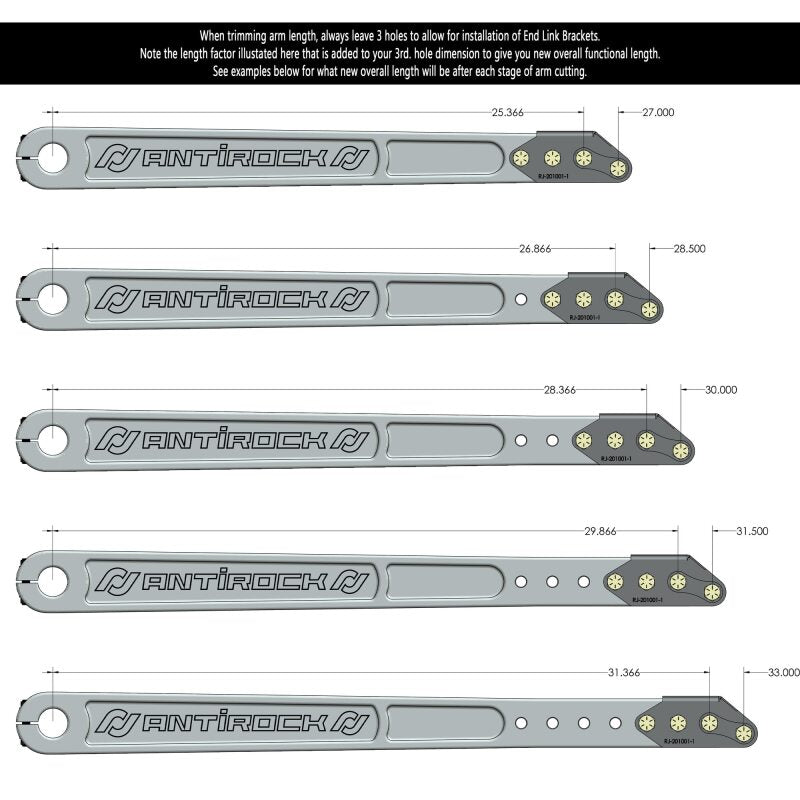 RockJock Billet Aluminum Antirock Pre-Runner Sway Bar Arms (33.67in OAL 35 spline) w/ Hardware Sway Bars RockJock