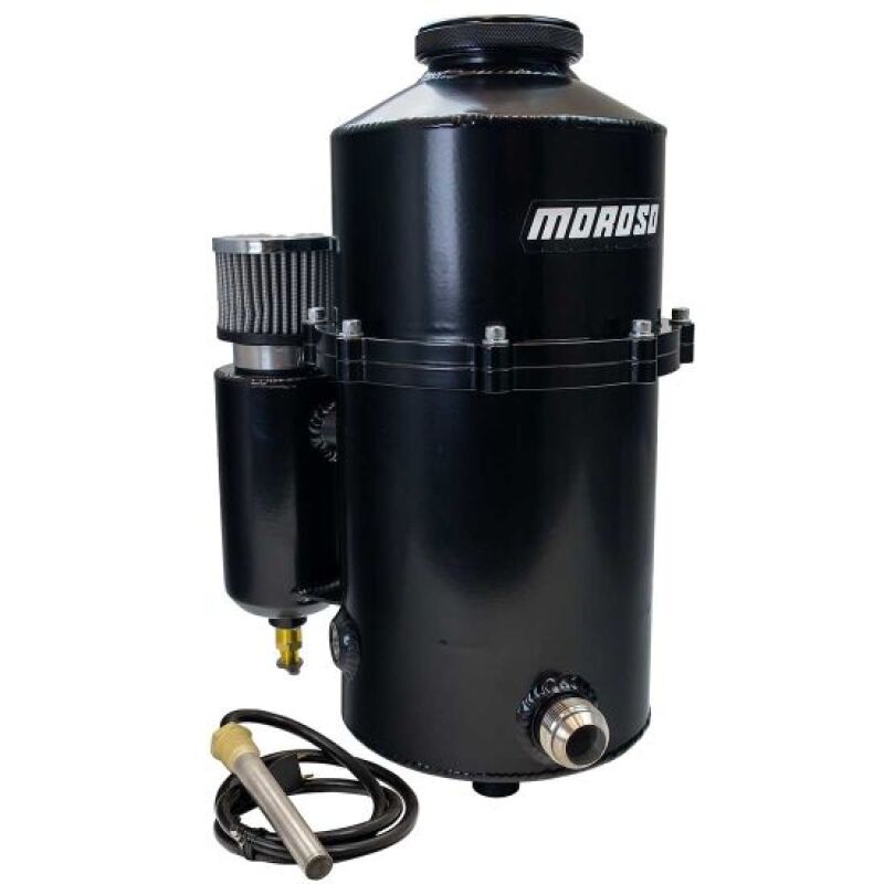 Moroso Drag Race 2 Pc 60/40 Split 16.5in Tall 7in Dia 7.5qt Dry Sump Tank - Black Dry Sump Oil Tanks Moroso
