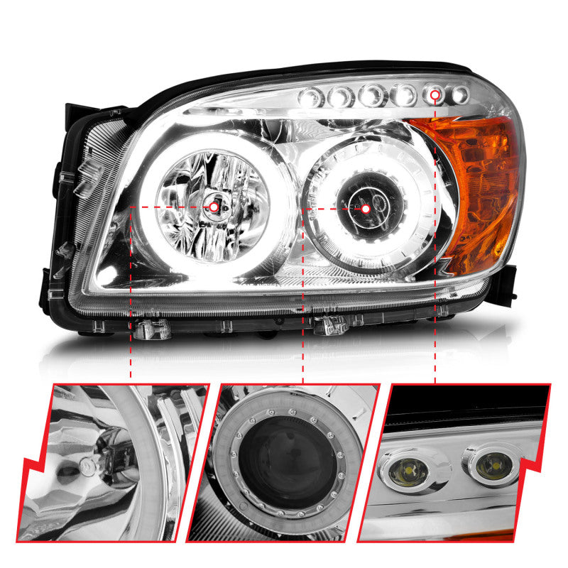 ANZO 2006-2008 Toyota Rav4 Projector Headlights w/ Halo Chrome (CCFL) Headlights ANZO