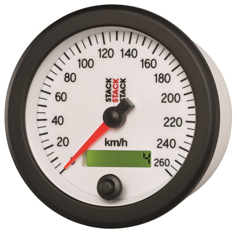 Autometer Stack Instruments 88MM 0-260 KM/H Programmable Speedometer - White Gauges AutoMeter