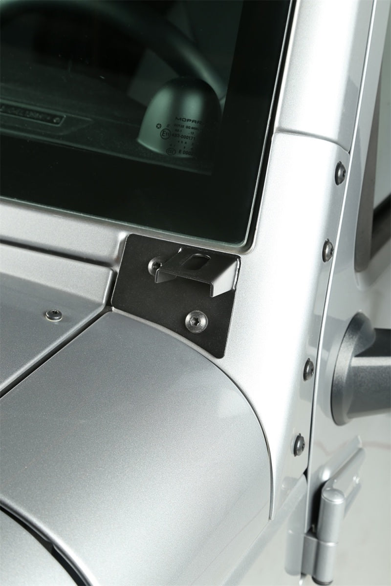Rugged Ridge 07-18 Jeep Wrangler JK Textured Black Windshield Aux. Light Mounting Brackets Brackets Rugged Ridge