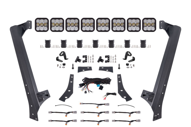 Diode Dynamics Jeep JK SS5 Pro CrossLink Windshield - White Combo Lightbar Kit Light Bars & Cubes Diode Dynamics
