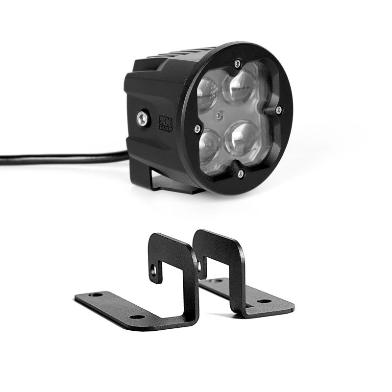 XK Glow Round XKchrome 20w LED Cube Light w/ RGB Accent Light - Fog Beam w/Fog Light Bracket Light Accessories and Wiring XKGLOW