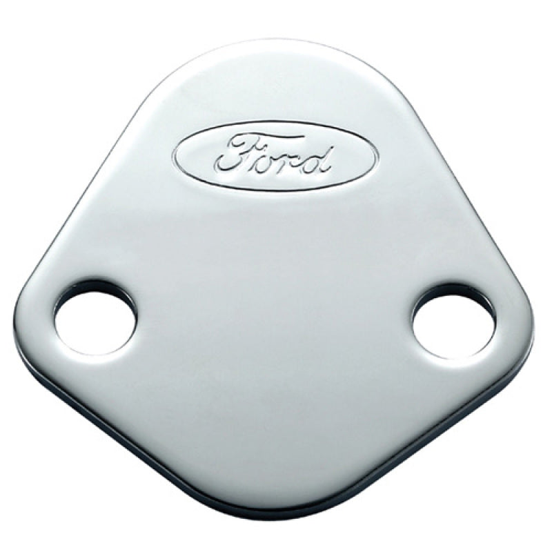 Ford Racing Ford Logo Fuel Pump Blockoff Plate - Chrome Block Off Plates Ford Racing