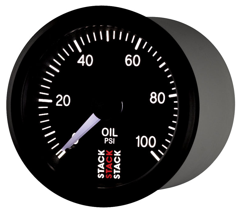 Autometer Stack 52mm 0-100 PSI 1/8in NPTF (M) Mechanical Oil Pressure Gauge - Black Gauges AutoMeter