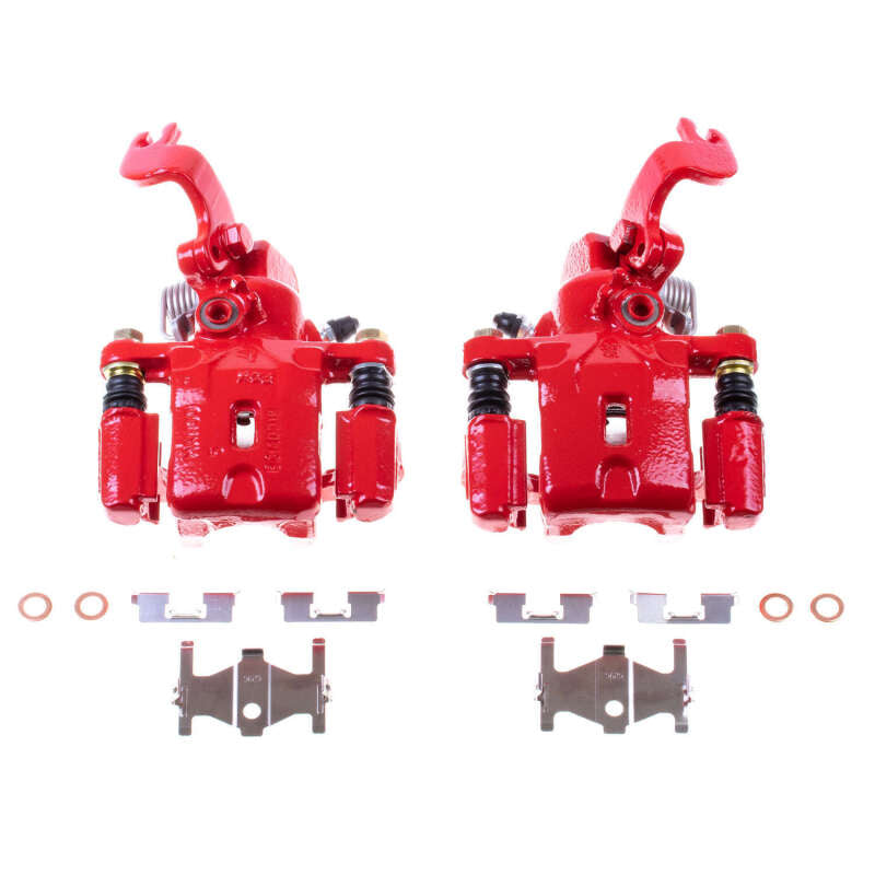 Power Stop 96-00 Hyundai Elantra Rear Red Calipers w/Brackets - Pair Brake Calipers - Perf PowerStop