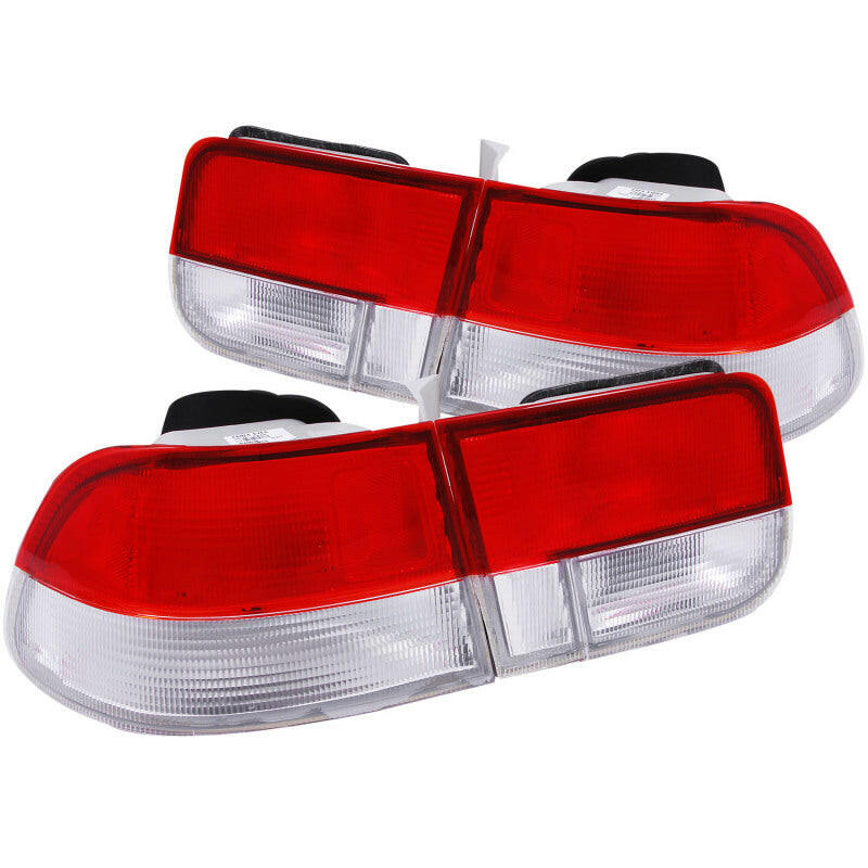 ANZO 1996-2000 Honda Civic Taillights Red/Clear - OEM 4pc Tail Lights ANZO