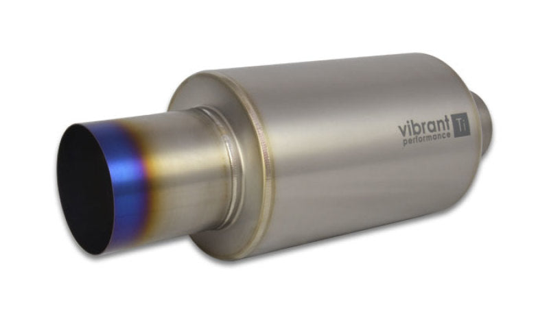 Vibrant Titanium Muffler w/Straight Cut Burnt Tip 3.5in Inlet / 3.5in Outlet Muffler Vibrant