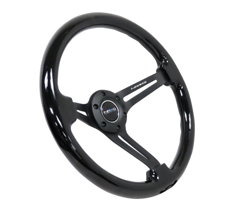 NRG Reinforced Steering Wheel (350mm / 3in. Deep) Blk Wood w/Blk Matte Spoke/Black Center Mark Steering Wheels NRG