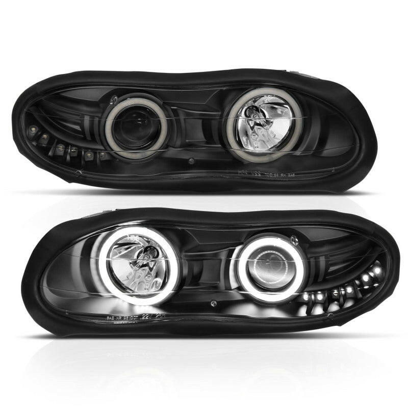 ANZO 1998-2002 Chevrolet Camaro Projector Headlights w/ Halo Black Headlights ANZO