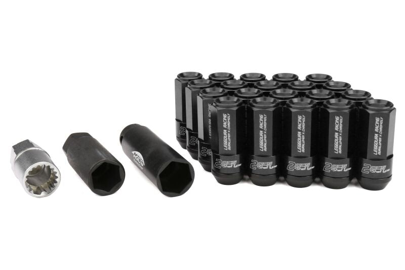 Project Kics Leggdura Racing Shell Type Lug Nut 54mm Open-End Look 16 Pcs + 4 Locks 14X1.5 Black Lug Nuts Project Kics