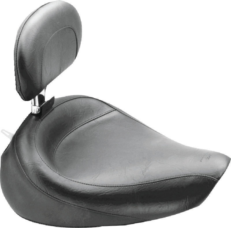 Mustang 91-05 Harley Dyna Wide Touring Solo Seat w/Driver Backrest - Black Solo Motorcycle Seats Mustang Motorcycle
