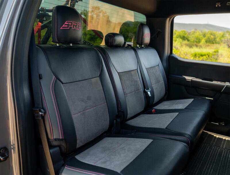 PRP 2021+ Ford 150/ 2023+ SuperDuty Rear Seat Covers (Pair) - Black w/ Red Stitch Seat Covers PRP Seats