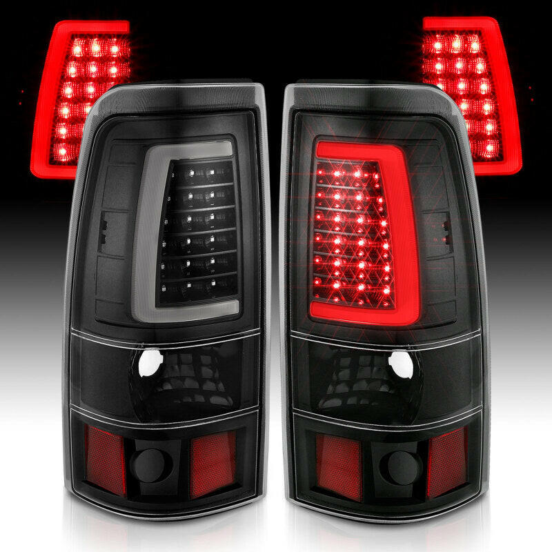 ANZO 1999-2002 Chevy Silverado 1500 LED Taillights Plank Style Black w/Clear Lens Tail Lights ANZO