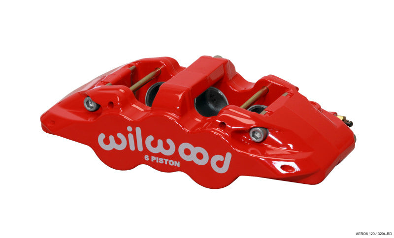 Wilwood Caliper-Aero6-L/H - Red 1.75/1.38/1.38in Pistons 1.25in Disc Brake Calipers - Perf Wilwood