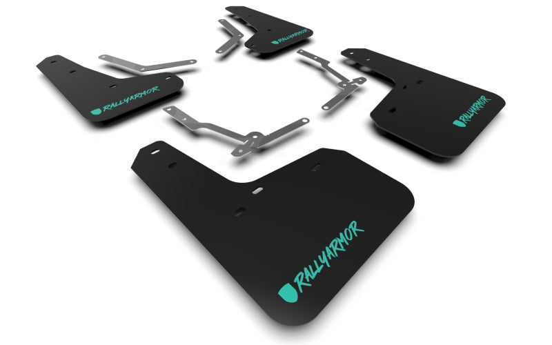Rally Armor 12-19 Ford Focus ST / 16-19 RS Black UR Mud Flap w/Altered Teal Logo Mud Flaps Rally Armor