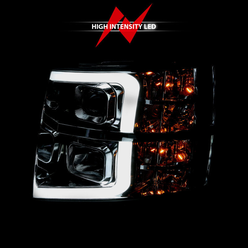 ANZO 2007-2013 Chevy Silverado 1500 Projector Plank Style Chrome Amber Headlights ANZO