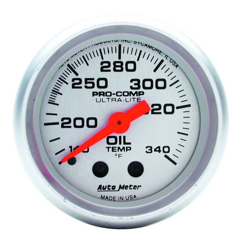 AutoMeter Gauge Oil Tank Temp 2-1/16in. 140-340 Deg. F Mechanical Ultra-Lite Gauges AutoMeter