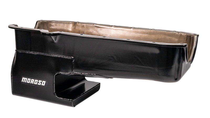 Moroso 80-85 SBC w/Passengers Side Dip Stick Dart SHP Chevy II Oil Pan - Black Oil Pans Moroso