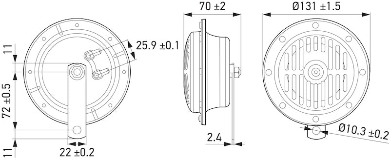 Hella Supertone Horn Kit 12V 310/380HZ HTone Black Horns Hella