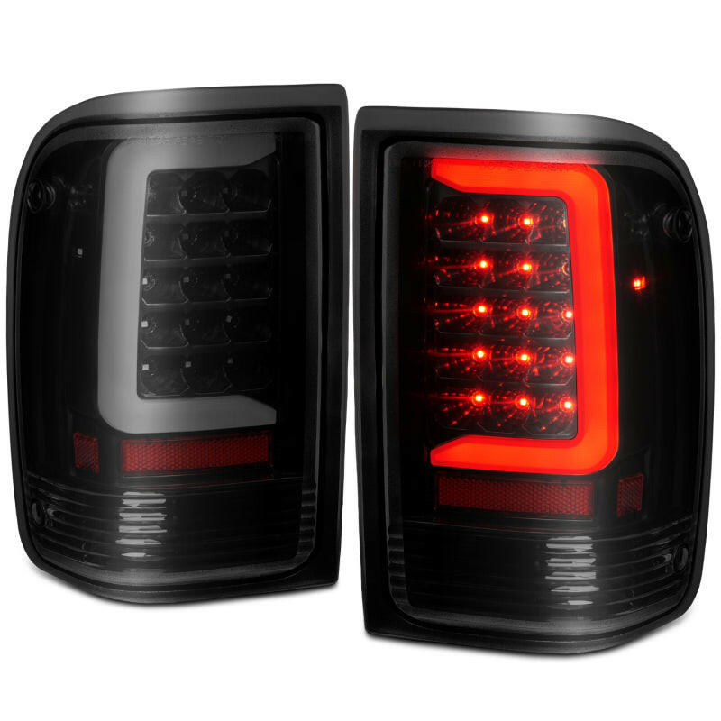 ANZO 1993-1997 Ford Ranger LED Tail Lights w/ Light Bar Black Housing Smoked Lens Tail Lights ANZO