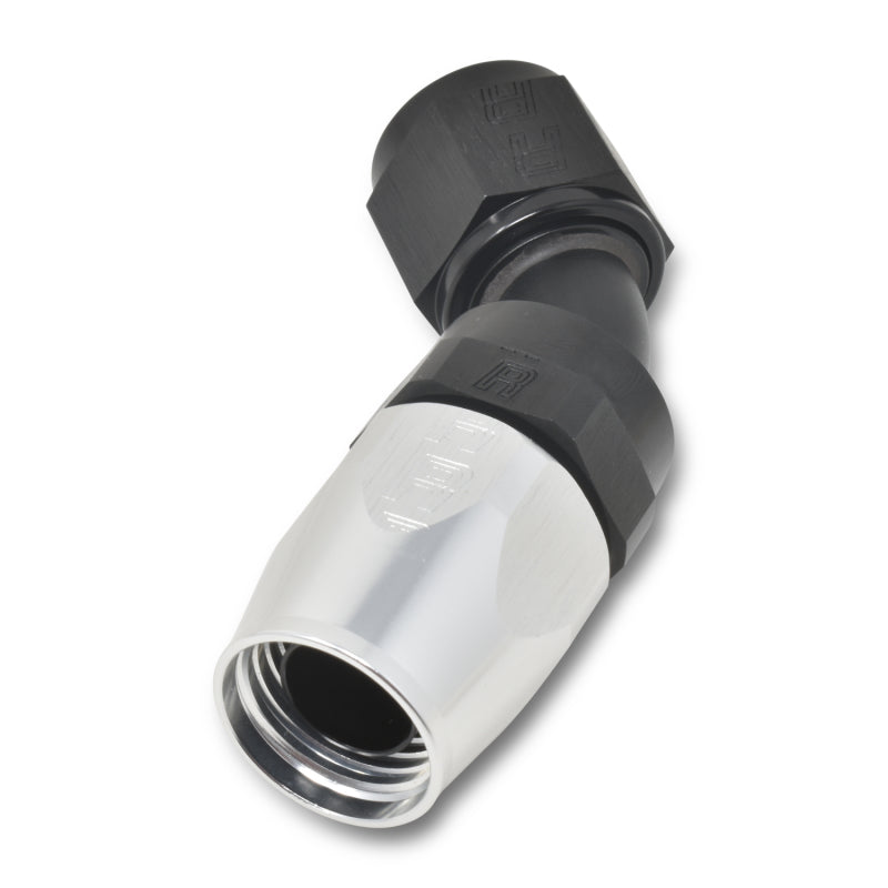 Russell Performance -10 AN Black/Silver 45 Degree Full Flow Hose End Fittings Russell