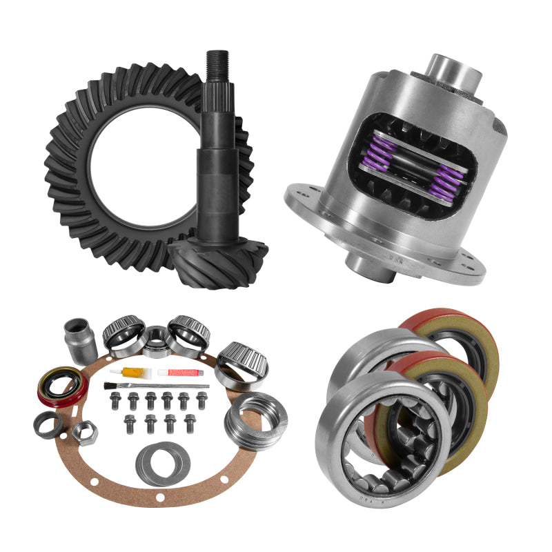 Yukon 8.2in GM 3.55 Rear Ring & Pinion Install Kit 28 Spline Positraction 2.25in Axle Bearings Differential Install Kits Yukon Gear & Axle