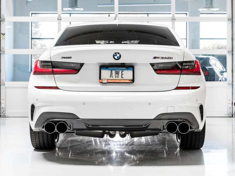 AWE Tuning 2019+ BMW M340i (G20) Resonated Touring Edition Exhaust - Quad Chrome Silver Tips Catback AWE Tuning