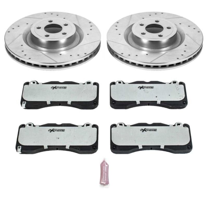 Power Stop 15-22 Ford Mustang Front Z26 Street Brake Kit Brake Rotors - Slot & Drilled PowerStop