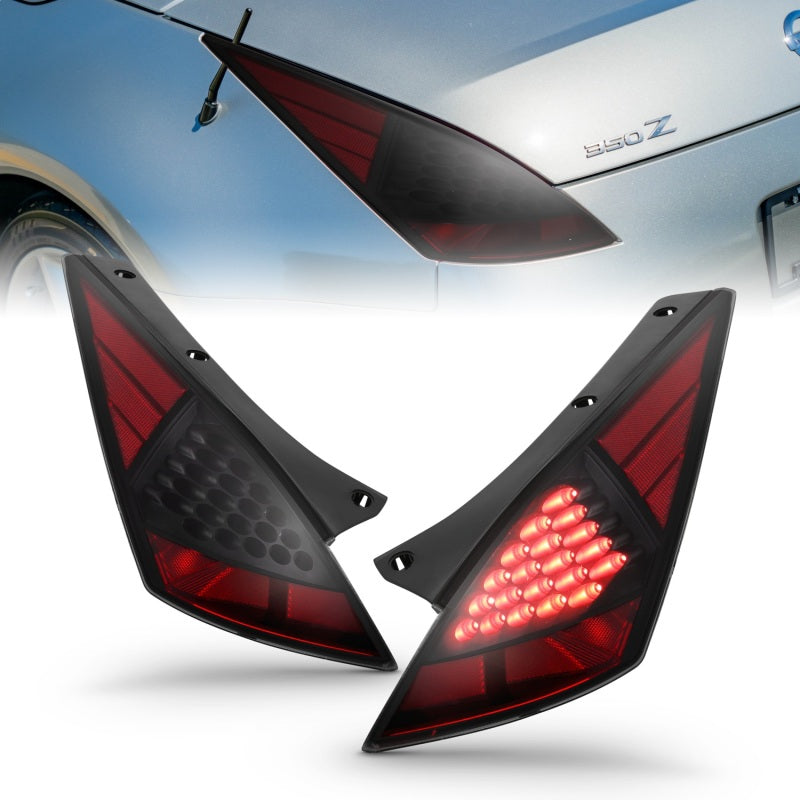 ANZO 2003-2005 Nissan 350Z LED Taillights Smoke Tail Lights ANZO