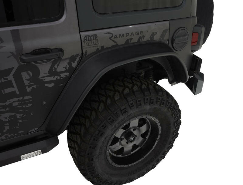 Bushwacker 2018+ Jeep Wrangler (JL) Unlimited Flat Style Flares 4pc - Black Fender Flares Bushwacker