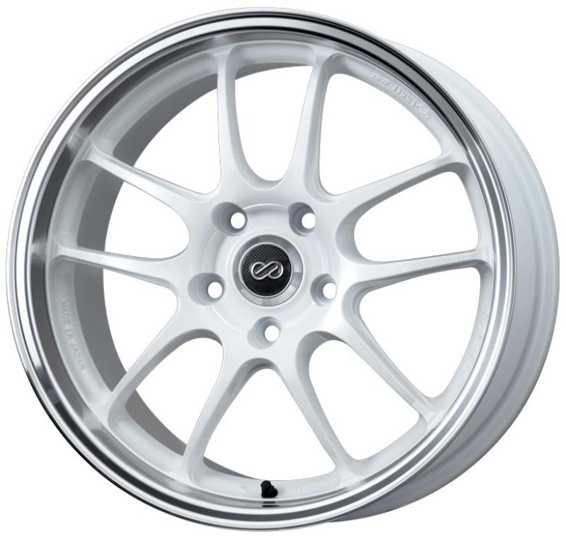 Enkei PF01SS 17x8 5x114.3 50mm Offset 75mm Bore Diameter White w/ Machined Lip Wheels - Cast Enkei