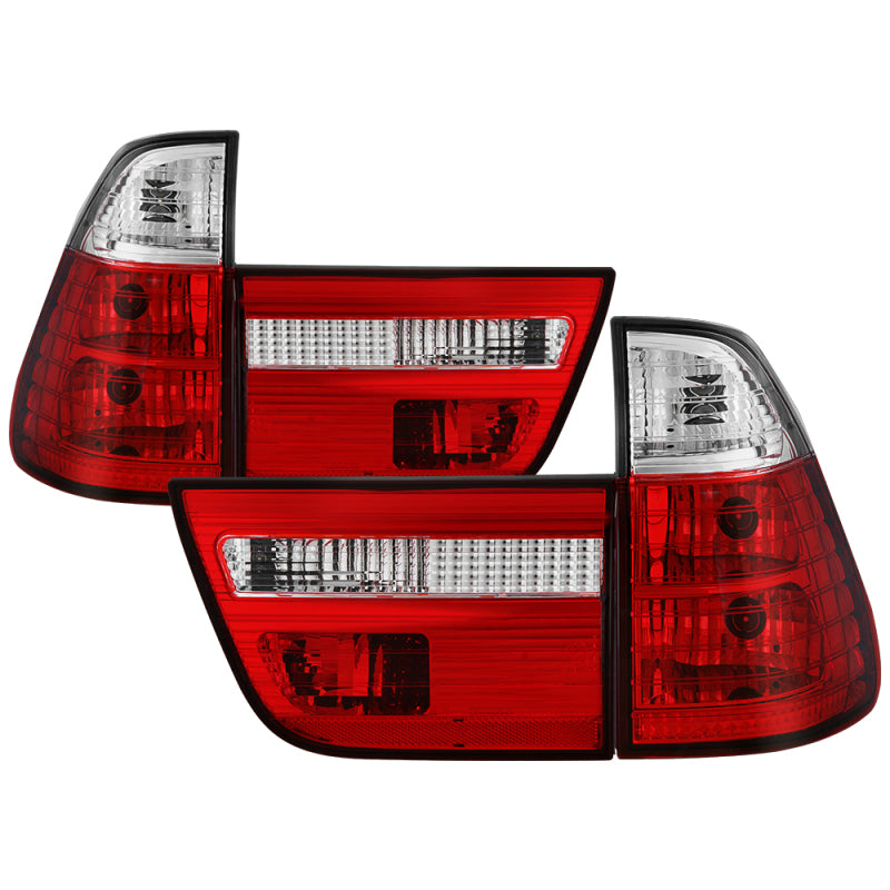 Spyder BMW E53 X5 00-06 4PCS Euro Style Tail Lights- Red Clear ALT-YD-BE5300-RC Tail Lights SPYDER