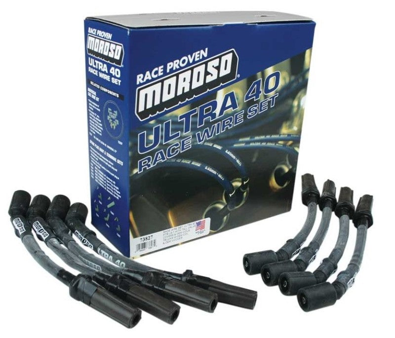Moroso GM LS Ignition Wire Set - Ultra 40 - Sleeved - Coil-On - 9.75in Wire - Black Spark Plug Wire Sets Moroso