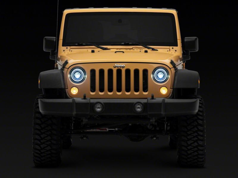 Raxiom 07-18 Jeep Wrangler JK Axial Series 7-In Dragon Eye LED Headlights- Blk Housing (Clear Lens) Headlights Raxiom