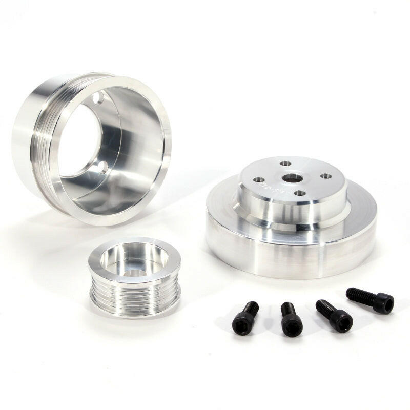 BBK 86-93 Mustang 5.0 Underdrive Pulley Kit - Lightweight CNC Billet Aluminum (3pc) Pulleys - Crank, Underdrive BBK