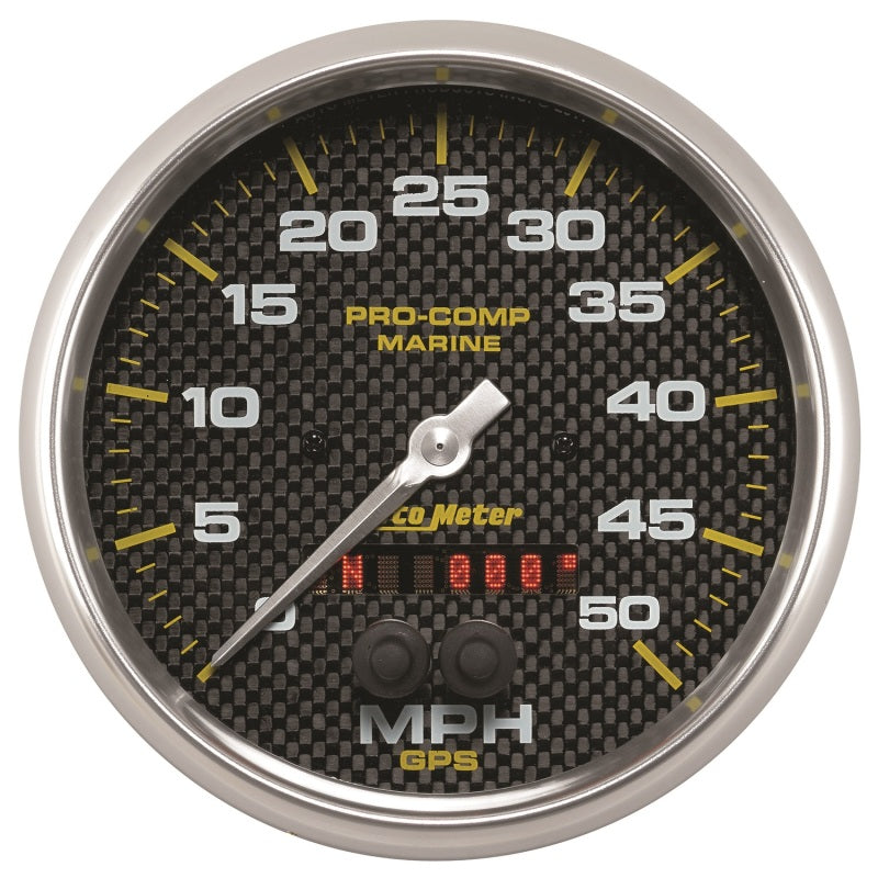 Autometer Speedometer Gauge 5 inch 50MPH GPS Marine Carbon Fiber Gauges AutoMeter