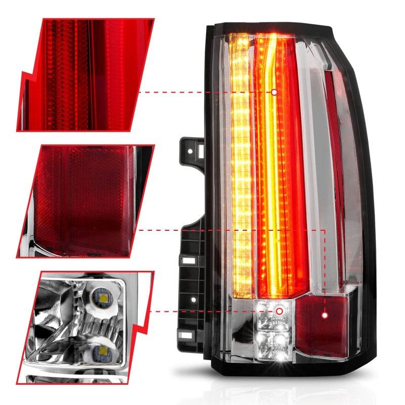 ANZO 2015-2017 GMC Yukon/Yukon XL LED Taillights Chrome Tail Lights ANZO