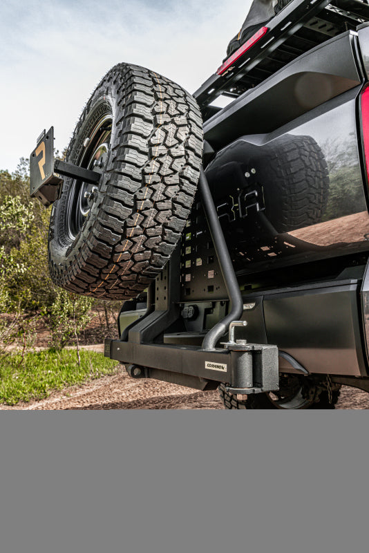 Go Rhino Swing-A-Way Hitch Mounted Tire Carrier (Lic. Plate Lights Not Included) - Textured Black Tire Carriers Go Rhino