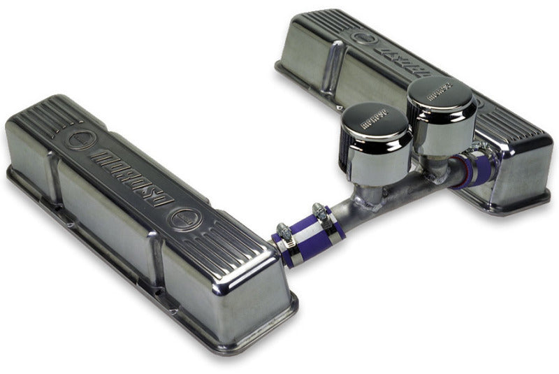 Moroso Chevrolet Small Block (Sprint Car) Valve Cover - Crossover Breather - Polished Alum - Pair Valve Covers Moroso