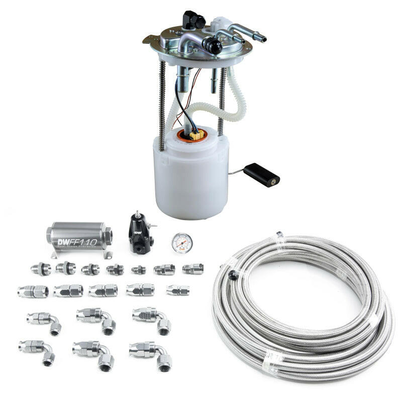 DeatschWerks 05-19 Yukon/Tahoe/Suburban DW400 Pump Module and Return SS PTFE Plumbing Kit Fuel Pumps DeatschWerks