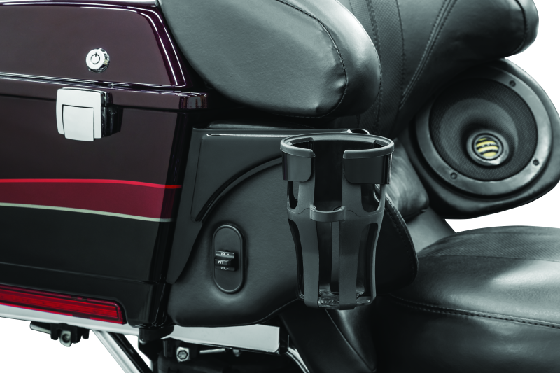 Kuryakyn Reflex Drink Holder Right Side HD Touring Passenger Mount 96-13 Gloss Black Cup Holders Kuryakyn