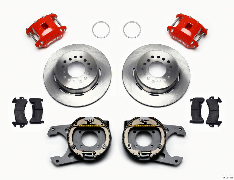 Wilwood D154 P/S Park Brake Kit Red 12 Bolt 2.75in offset Staggered Shock Big Brake Kits Wilwood