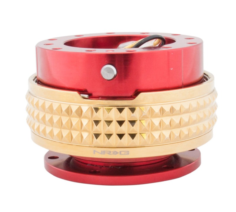 NRG Quick Release Kit - Pyramid Edition - Red Body / Chrome Gold Pyramid Ring Quick Release Adapters NRG